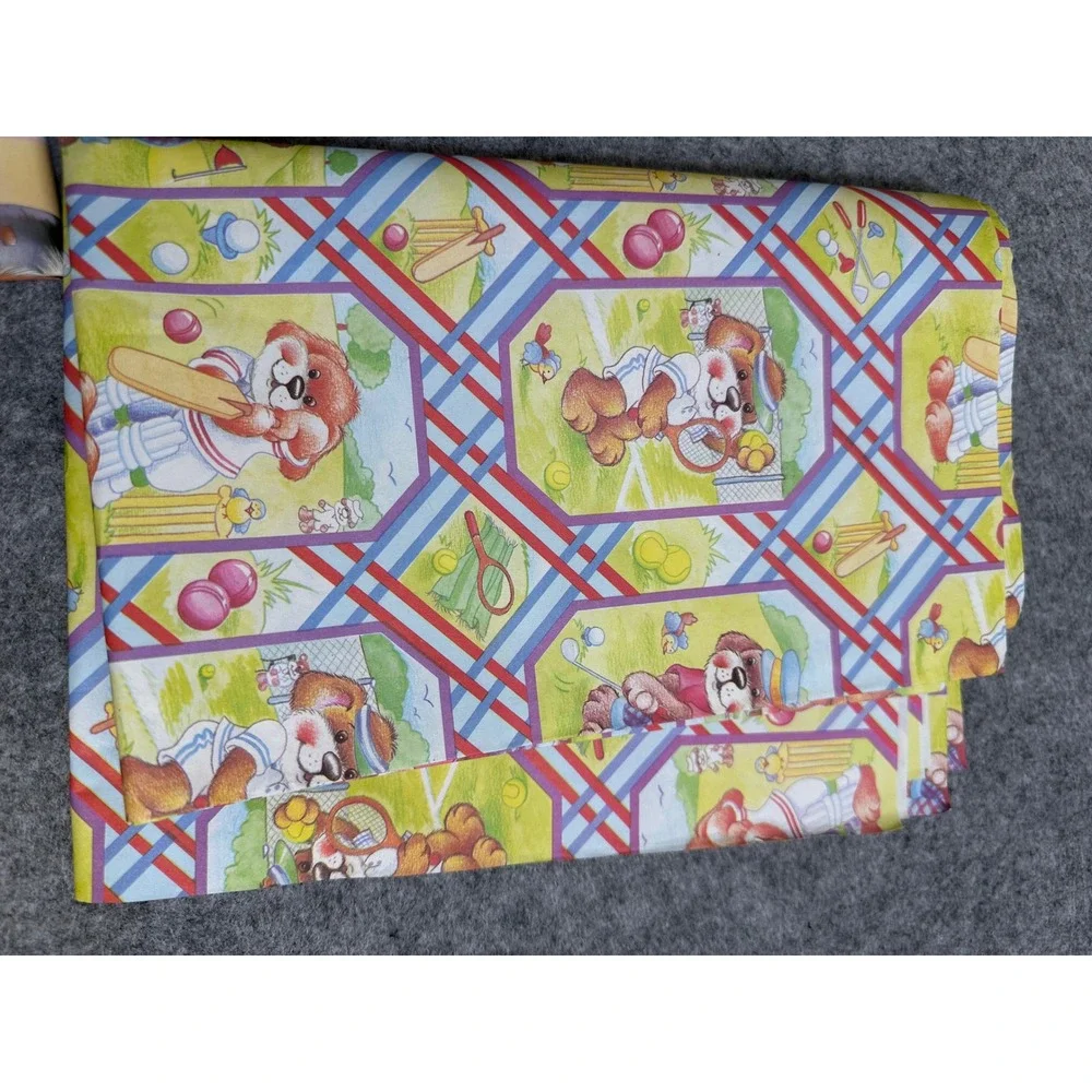 Vintage Gift Wrap Lot 4 Sheets Teddy Bears Mice Puppies Sports UK VB 451 461